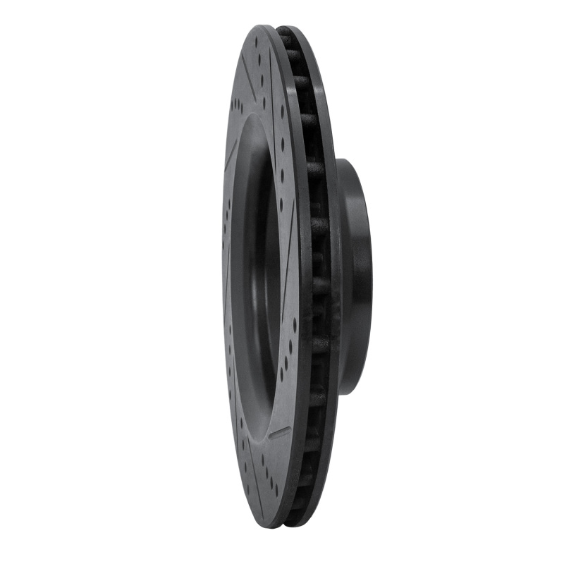 Audi TTS Quattro Brake Rotor (1) - Rear Left - R1 Concepts - Drilled & Slotted - Black - `08-`15